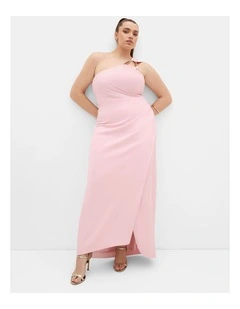 Plus Size Jayne One Shoulder Maxi Dress in Heavenly Pink