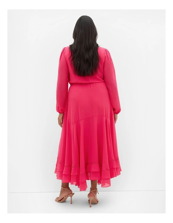 Plus Size Yasmin Long Sleeve Maxi Dress in Lipstick image 2
