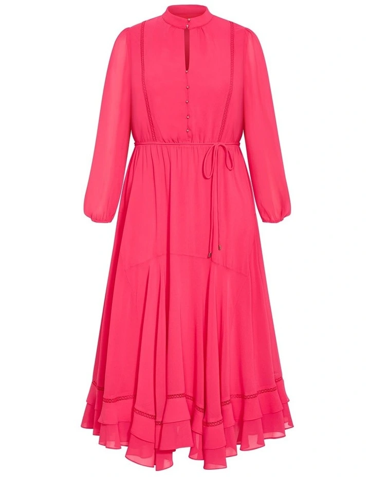 Plus Size Yasmin Long Sleeve Maxi Dress in Lipstick image 3