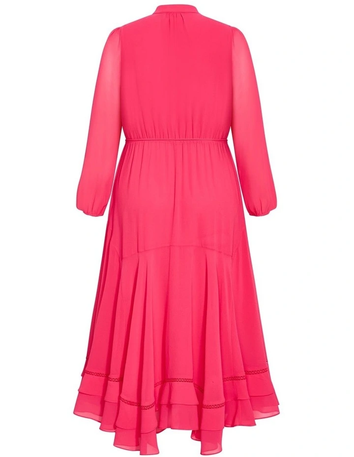 Plus Size Yasmin Long Sleeve Maxi Dress in Lipstick image 4