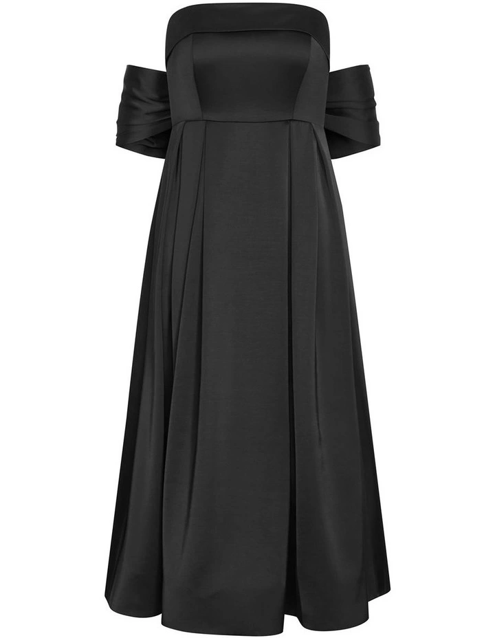 Plus Size Duchess Satin Gown With Shawl in Black image 3