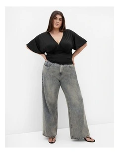 Plus Size Tilly Ruched Top in Black