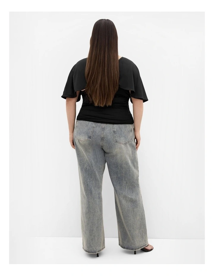 Plus Size Tilly Ruched Top in Black image 2