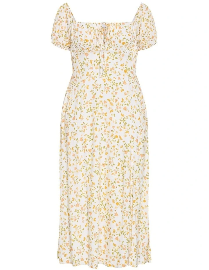 Plus Size Abbie Short Sleeve Blossom Print Maxi Dress in Ivory image 3
