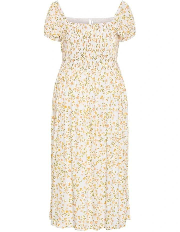 Plus Size Abbie Short Sleeve Blossom Print Maxi Dress in Ivory image 4