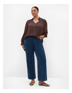 Plus Size Bringing Drama Long Sleeve Shirt in Espresso