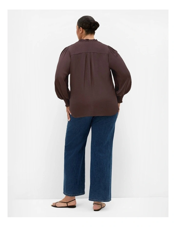 Plus Size Bringing Drama Long Sleeve Shirt in Espresso image 2