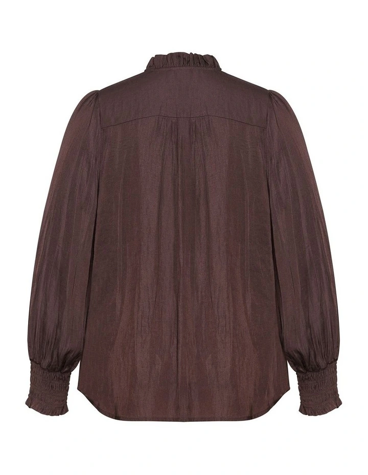 Plus Size Bringing Drama Long Sleeve Shirt in Espresso image 4