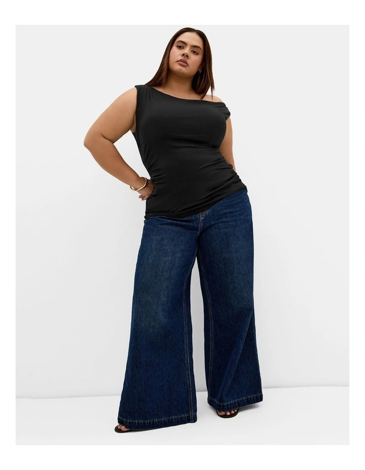 Plus Size Ella Off Shoulder Top in Black image 1