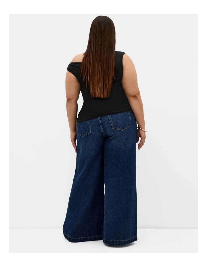 Plus Size Ella Off Shoulder Top in Black image 2