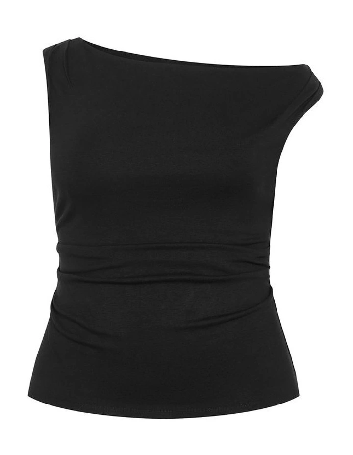 Plus Size Ella Off Shoulder Top in Black image 3