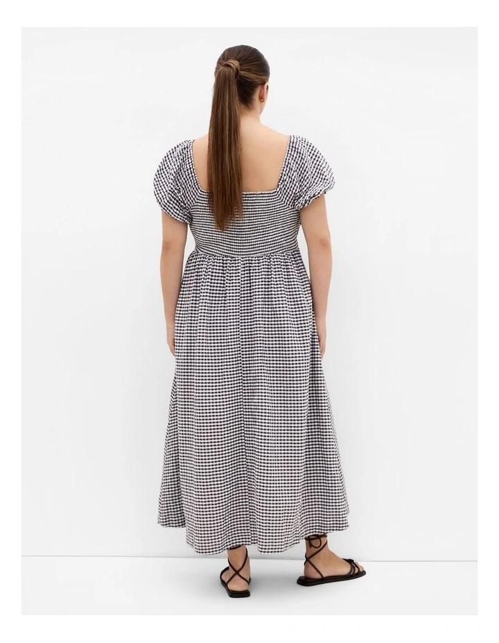 Plus Size Abbie Short Sleeve Gingham Dress in Black image 2