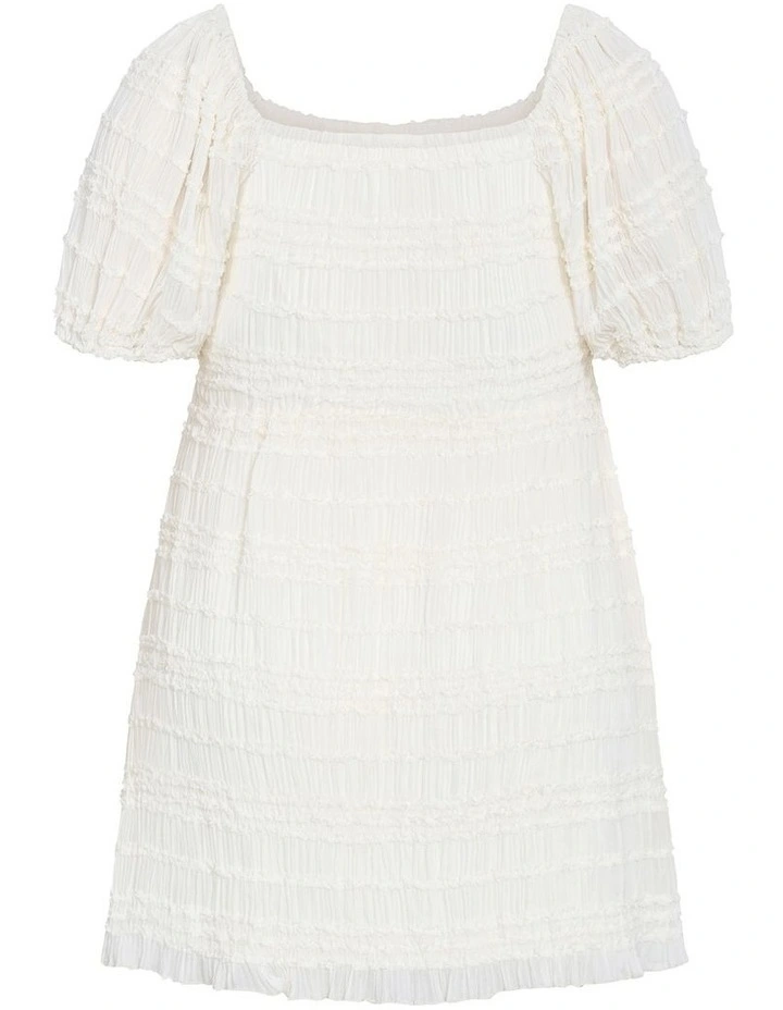 Plus Size Emelia Shirred Mini Dress in Cream image 4