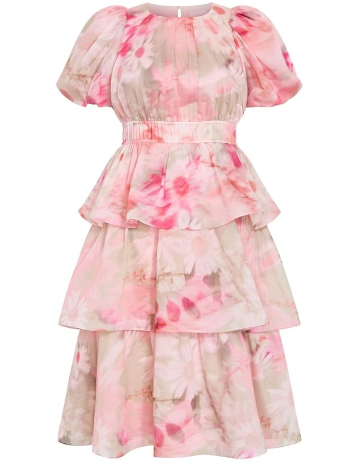 Plus Size Heavenly Garden Print Ruffle Maxi Dress in Salmon Pink image 3