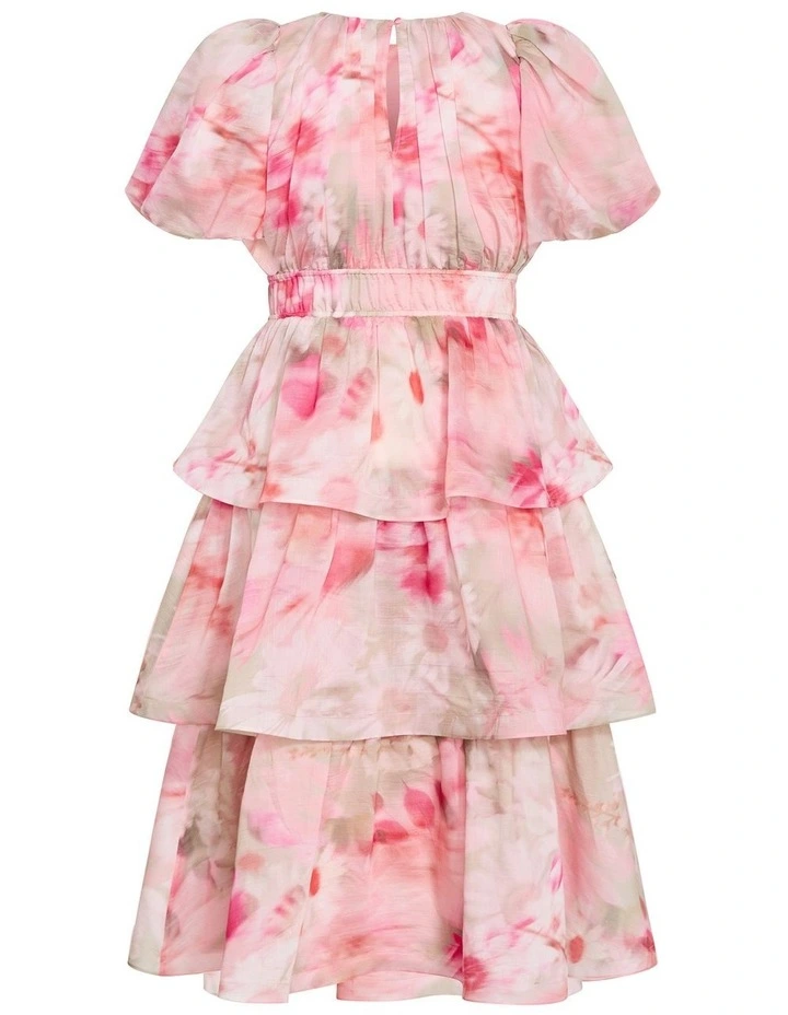 Plus Size Heavenly Garden Print Ruffle Maxi Dress in Salmon Pink image 4