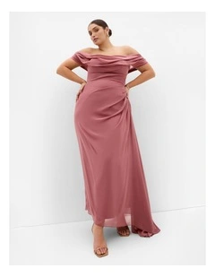 Plus Size Soft Love Off Shoulder Maxi Dress in Rose