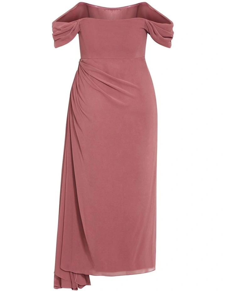 Plus Size Soft Love Off Shoulder Maxi Dress in Rose image 4