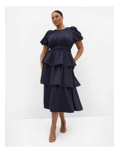 Plus Size Heavenly Ruffle Maxi Dress in Navy