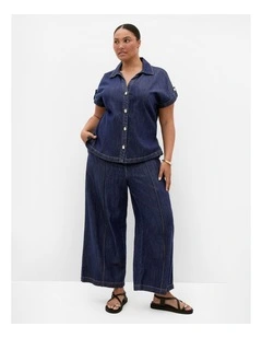 Plus Size Tilly Cotton Denim Shirt in Dark Wash