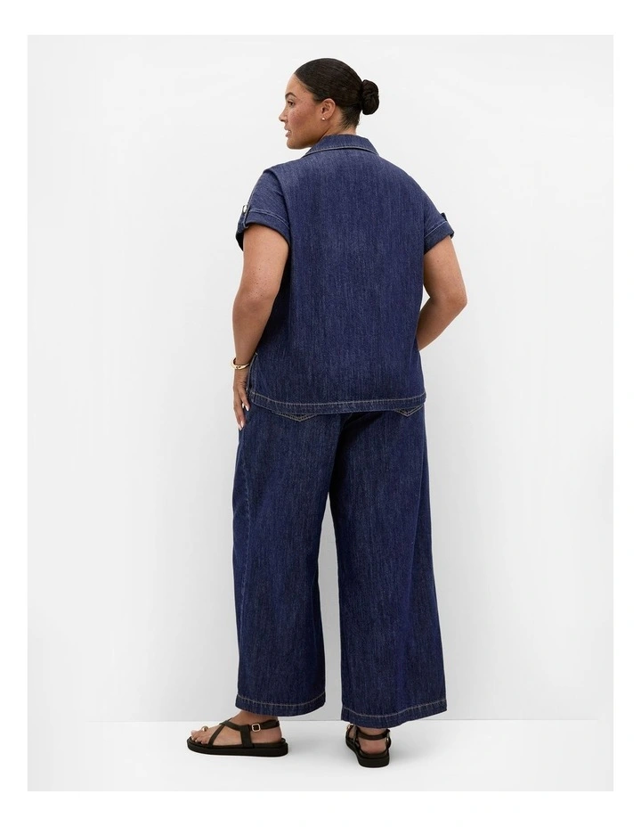 Plus Size Tilly Cotton Denim Shirt in Dark Wash image 2