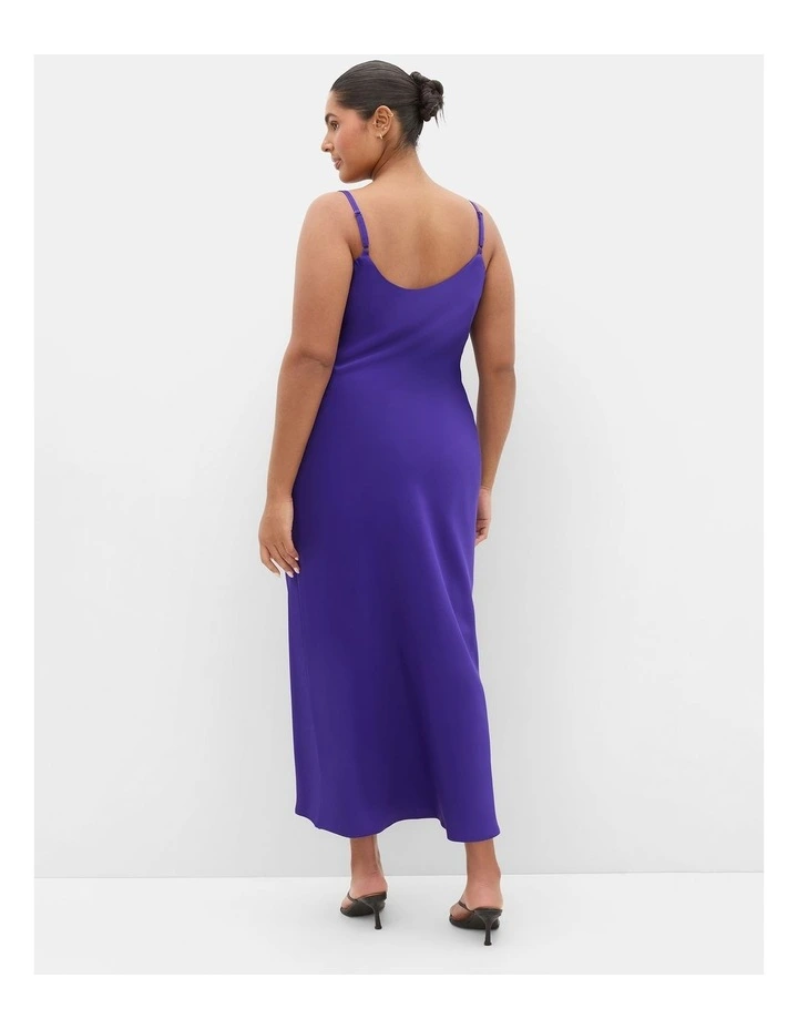 Plus Size Satin Slip Dress in Royal Purple image 2