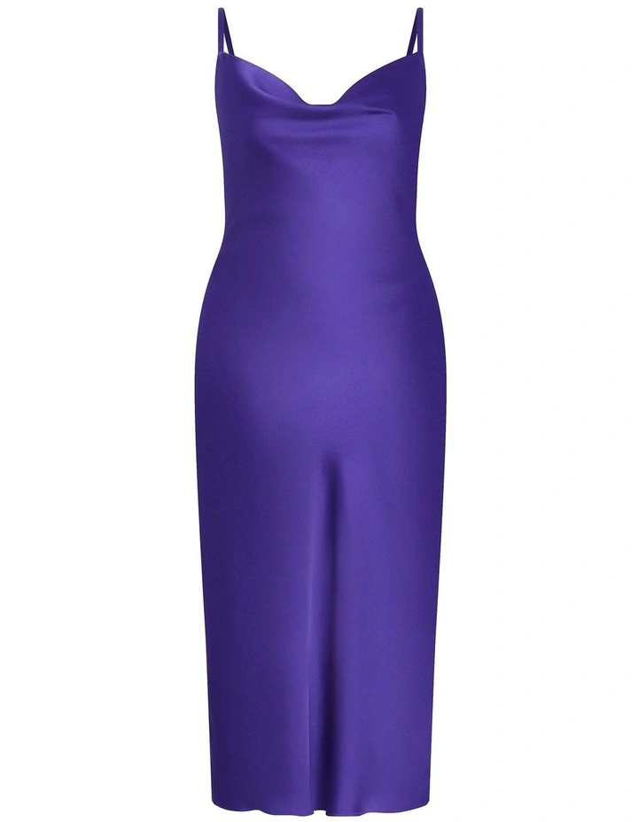 Plus Size Satin Slip Dress in Royal Purple image 3