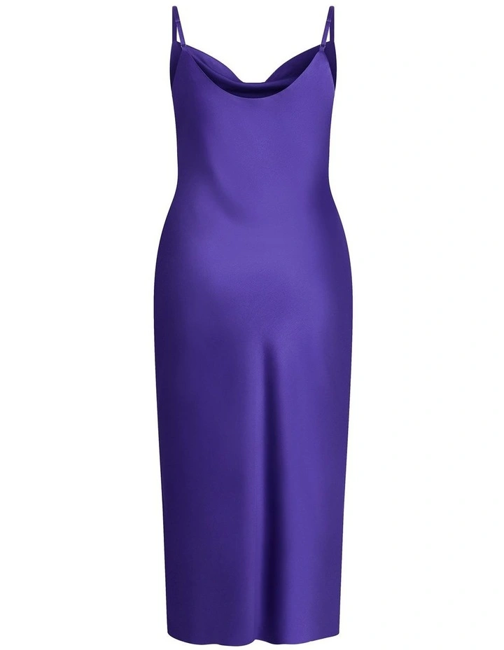 Plus Size Satin Slip Dress in Royal Purple image 4