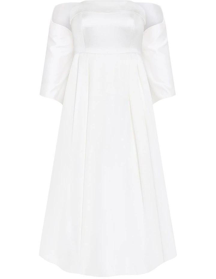 Plus Size Duchess Satin Gown With Shawl in Ivory image 3