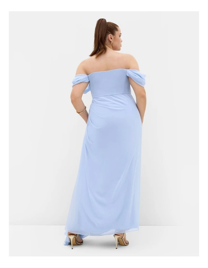 Plus Size Soft Love Off Shoulder Maxi Dress in Sky Blue image 2