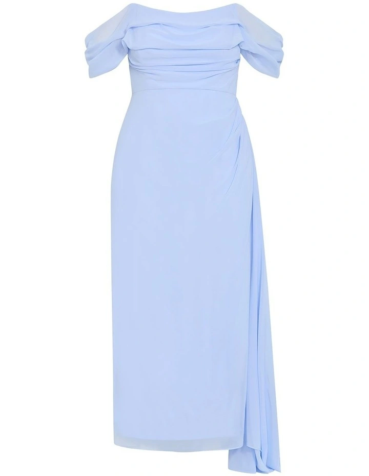 Plus Size Soft Love Off Shoulder Maxi Dress in Sky Blue image 3
