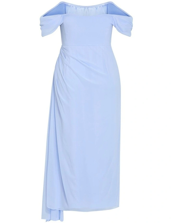 Plus Size Soft Love Off Shoulder Maxi Dress in Sky Blue image 4