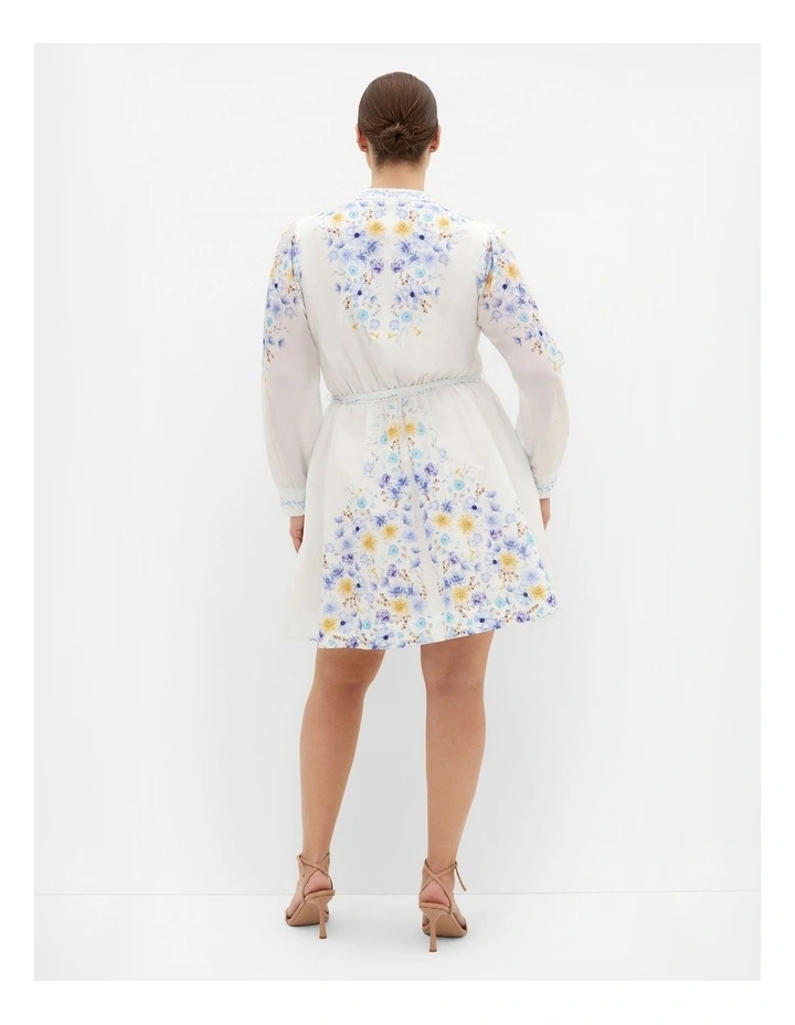 Plus Size Elia Blue Patrice Print Mini Dress in Ivory image 2