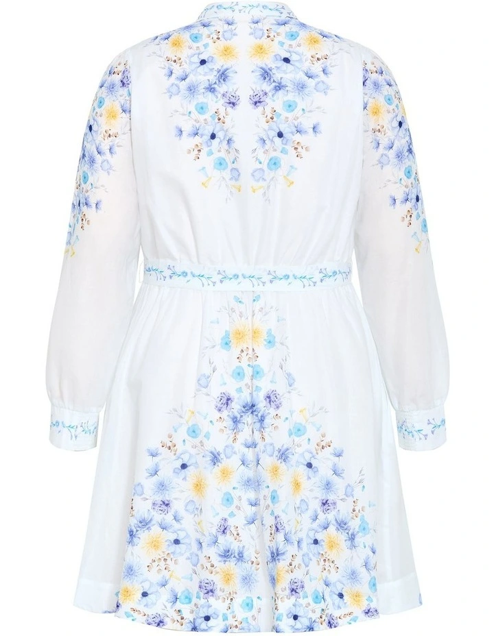 Plus Size Elia Blue Patrice Print Mini Dress in Ivory image 4