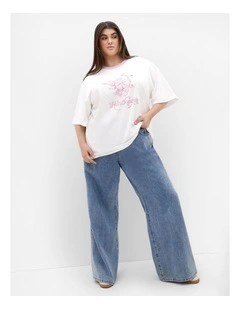 Plus Size Cherub Oversized Cotton Tee in Ivory