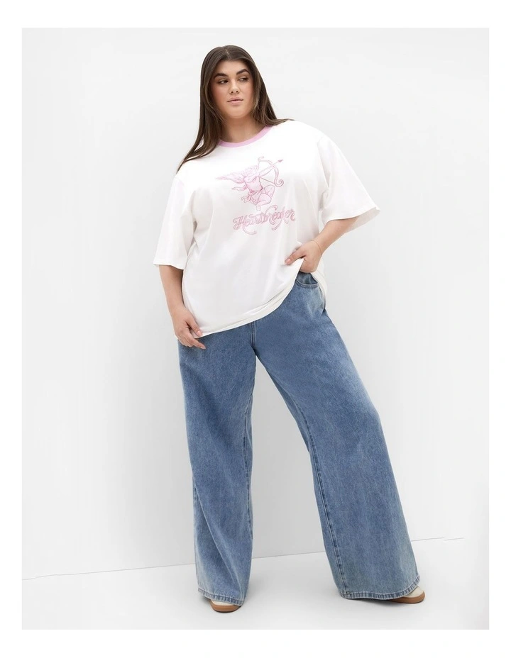 Plus Size Cherub Oversized Cotton Tee in Ivory image 1