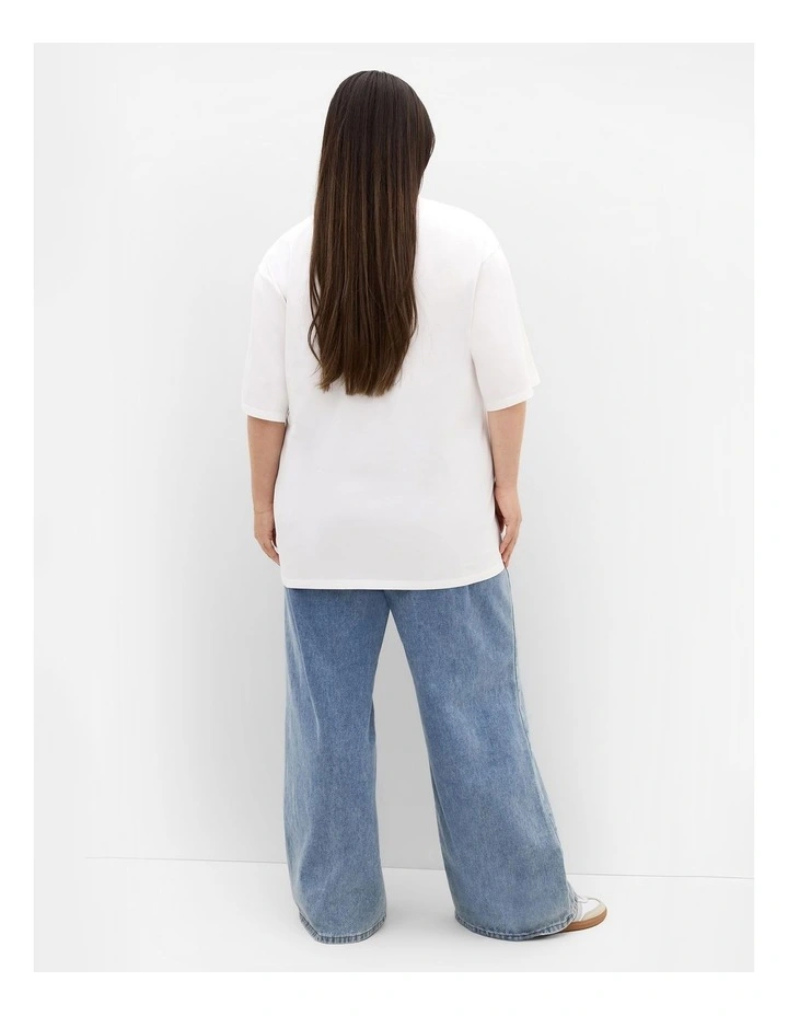Plus Size Cherub Oversized Cotton Tee in Ivory image 2