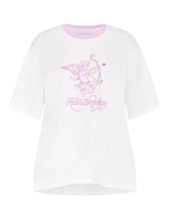 Plus Size Cherub Oversized Cotton Tee in Ivory image 3