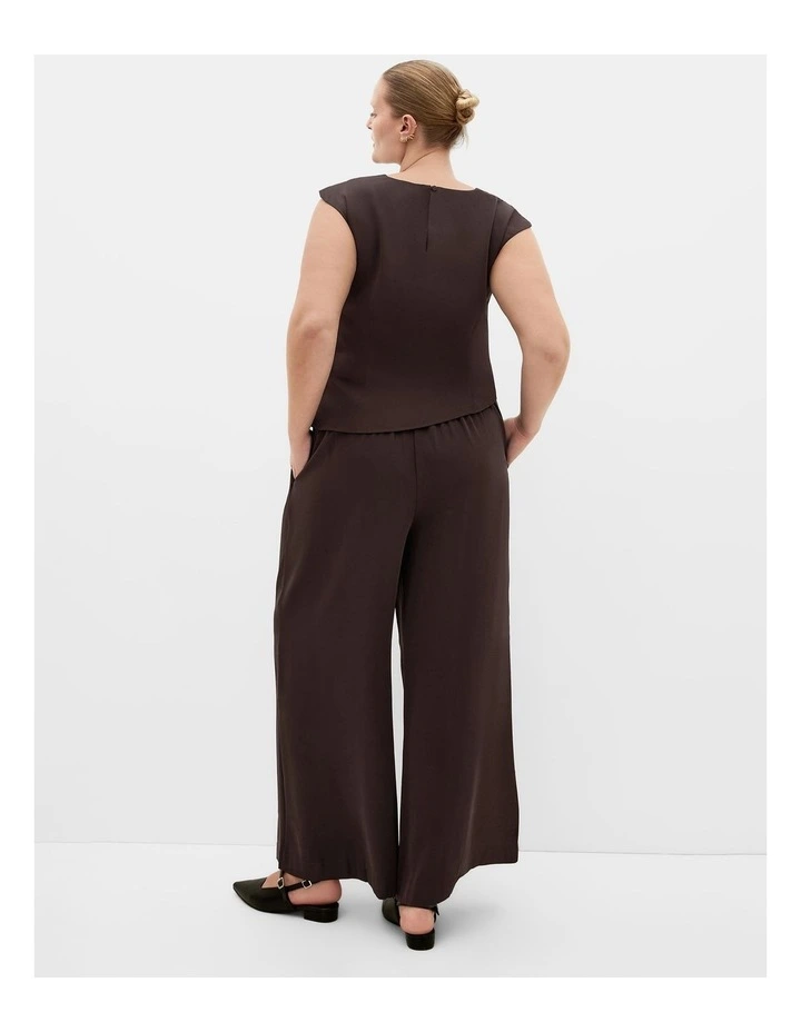 Plus Size Jett Pleat Detail Top in Espresso image 2