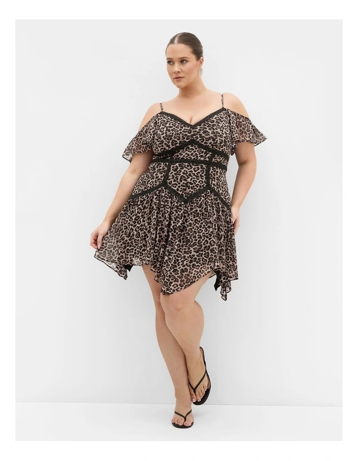 Plus Size Alex Leopard Print Mini Dress in Chocolate image 1