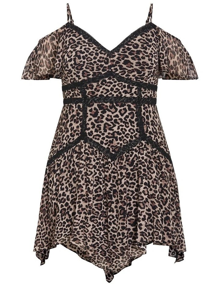 Plus Size Alex Leopard Print Mini Dress in Chocolate image 3