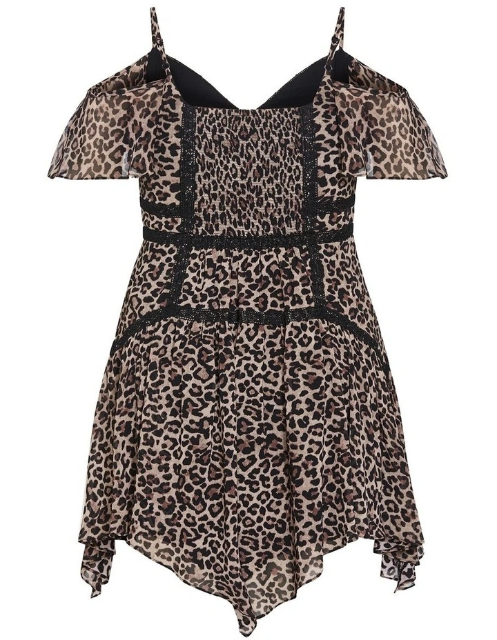 Plus Size Alex Leopard Print Mini Dress in Chocolate image 4