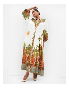 Plus Size Fools Paradise Print Maxi Dress in Ivory