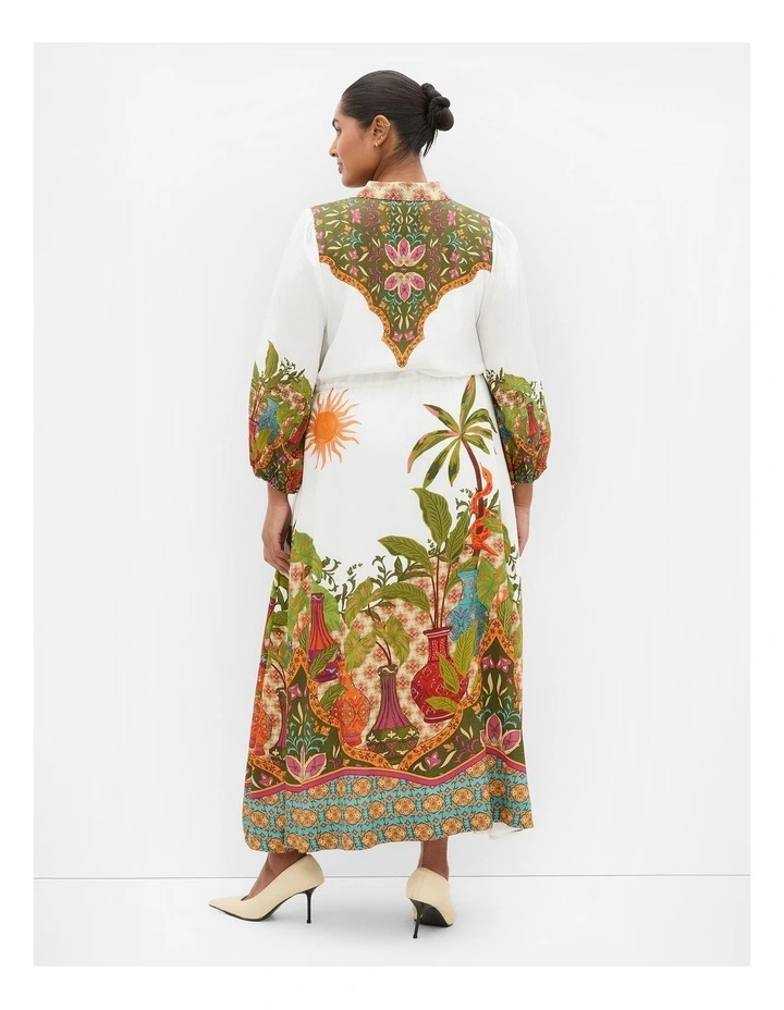 Plus Size Fools Paradise Print Maxi Dress in Ivory image 2