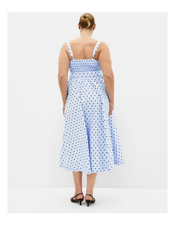 Plus Size Lily Spot Pr int Cotton Midi Dress in Baby Blue image 2