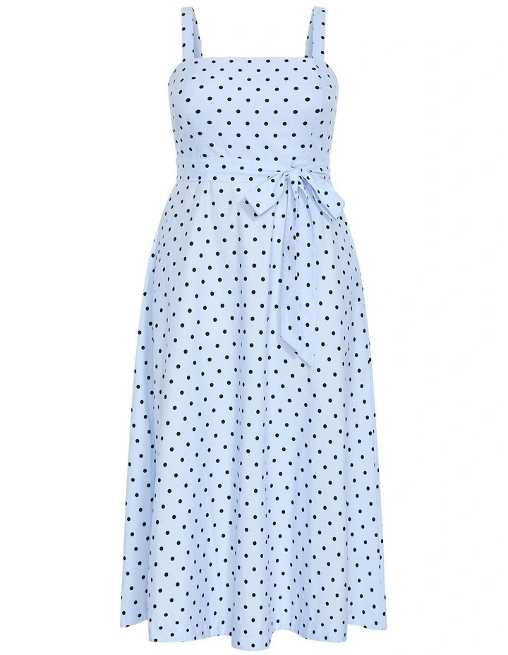 Plus Size Lily Spot Pr int Cotton Midi Dress in Baby Blue image 3