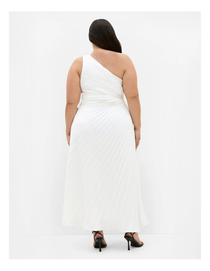 Plus Size Aliza One Shoulder Pleat Maxi Dress in Ivory image 2