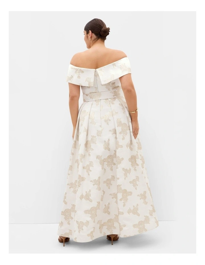 Plus Size High Status Jacquard Gown in Light Gold image 2