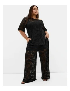 Plus Size Nylah Off Shoulder Lace Top in Black