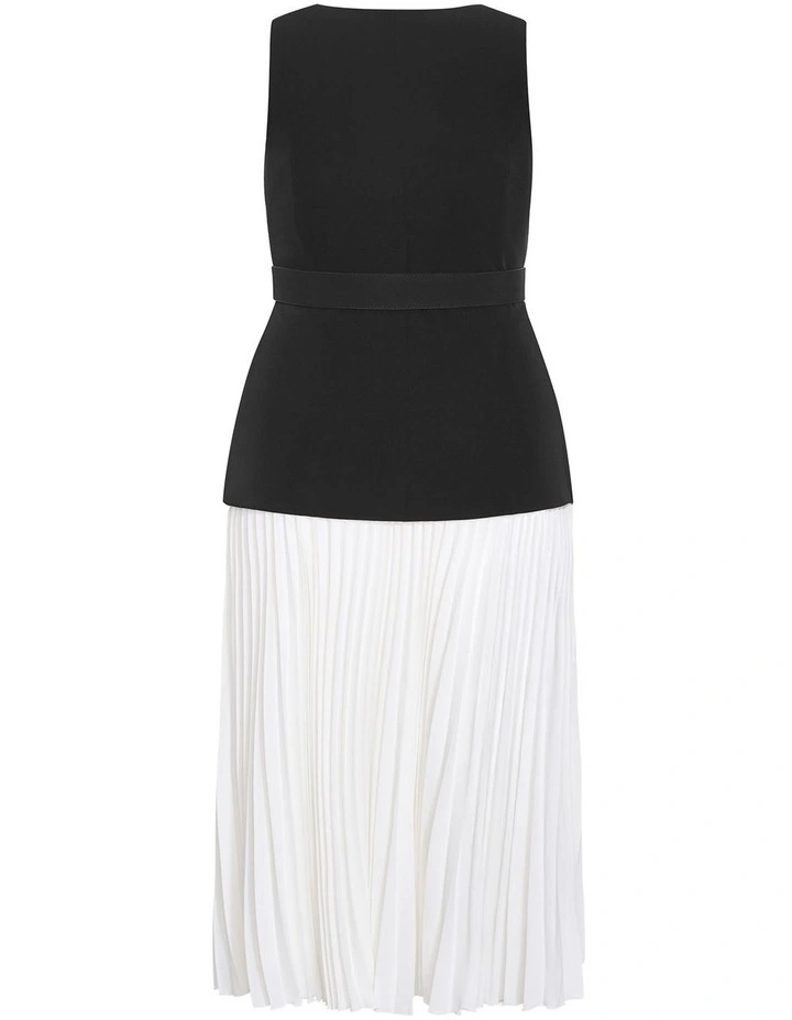 Plus Size Chiara Vest Pleat Dress in Black Ivory image 4