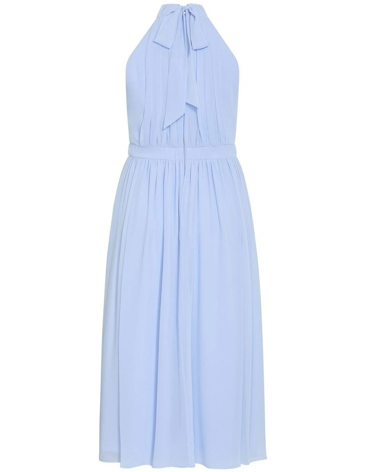 Plus Size Lucy Halter Pleat Front Maxi Dress in Sky Blue image 4